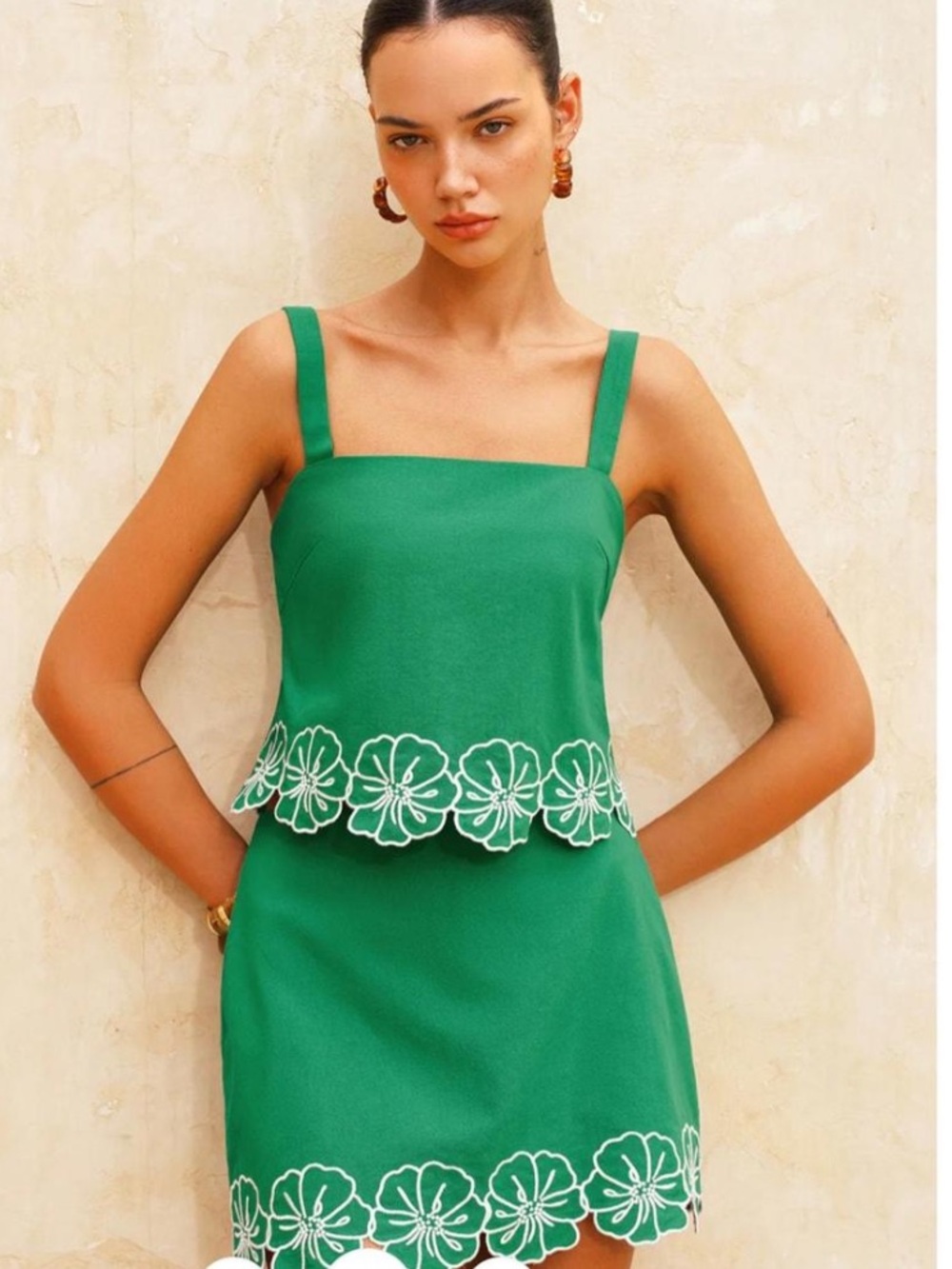 Commense Green Two Piece Outfit Embroidery Size Med NWT